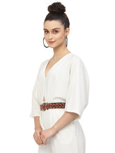 Braided & Beaded P U Wide Belt